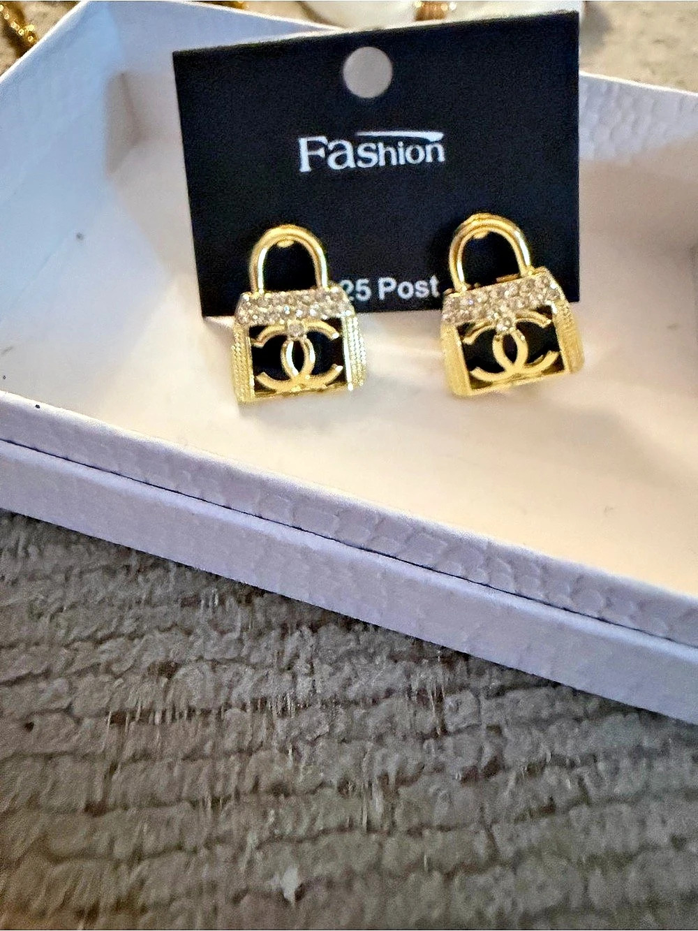 Rhinestone Purse Earrings in Gold & Black NWT, Fashion Jewelry